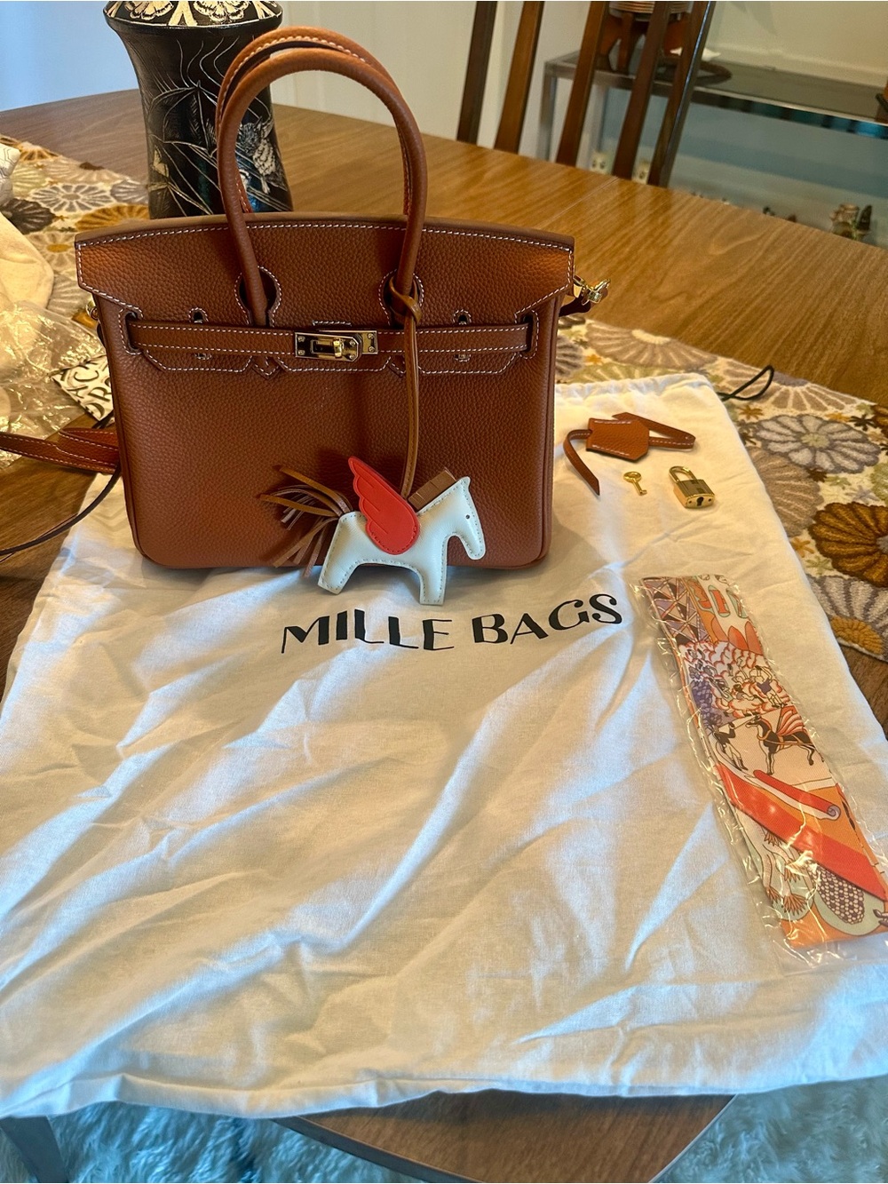 Mille Gabrielle Leather Tote Bag — Brown - Picture 4 of 5
